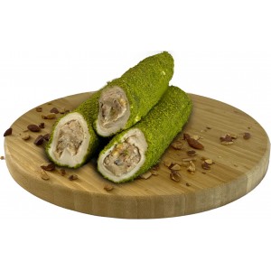 Toz Fıstık Kaplı Bademli Sarma Lokum 500 gr
