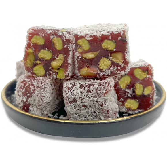 Nar Aromalı Fıstıklı Kesme Lokum 500 gr Nar Aromalı Fıstıklı Kesme Lokum 500 gr